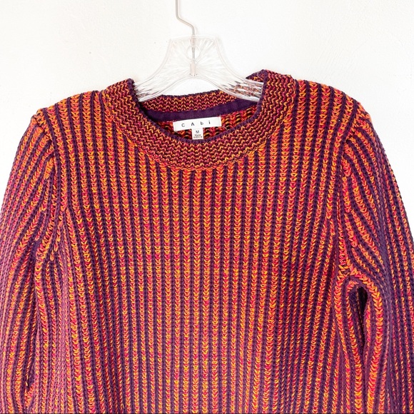 CAbi Melange Lava Cable Knit Ribbed Crewneck Pullover Sweater Size M - Picture 4 of 14